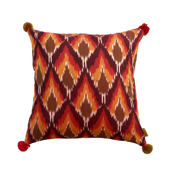 Flaming Diamonds Ikat Cushion