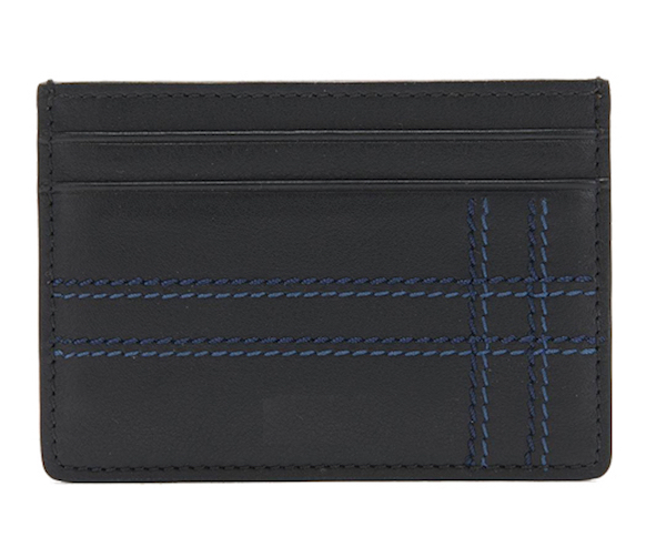 Leather Card Case: Blue Stripe