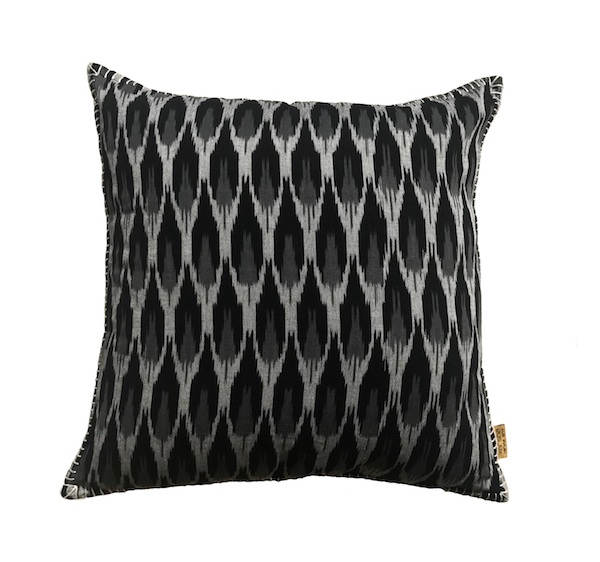 Black Grey Chevron Ikat Cushion